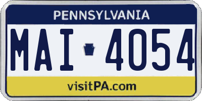 PA license plate MAI4054