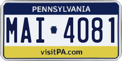 PA license plate MAI4081