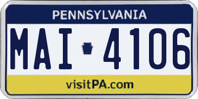 PA license plate MAI4106