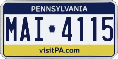 PA license plate MAI4115