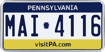 PA license plate MAI4116