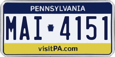PA license plate MAI4151