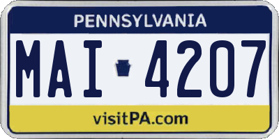 PA license plate MAI4207