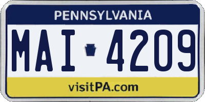 PA license plate MAI4209