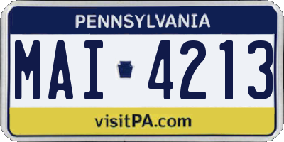 PA license plate MAI4213