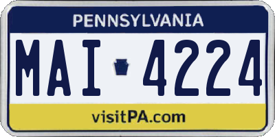 PA license plate MAI4224