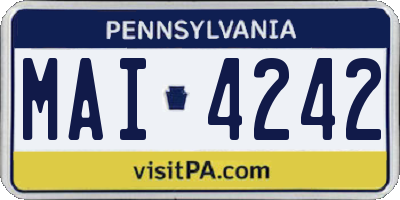 PA license plate MAI4242