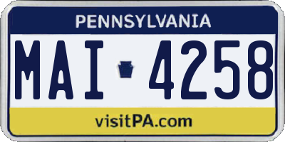 PA license plate MAI4258