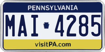 PA license plate MAI4285