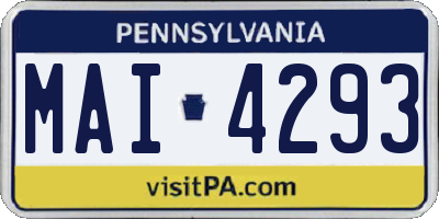 PA license plate MAI4293