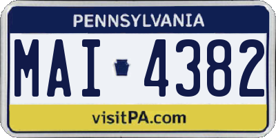 PA license plate MAI4382