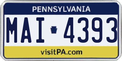 PA license plate MAI4393