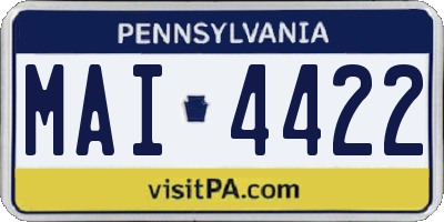 PA license plate MAI4422