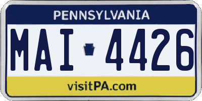 PA license plate MAI4426
