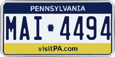 PA license plate MAI4494