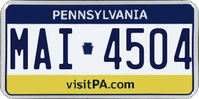 PA license plate MAI4504