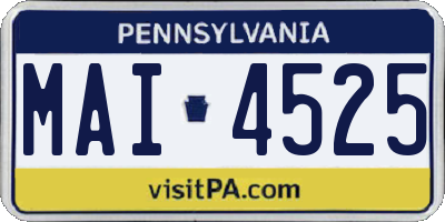 PA license plate MAI4525