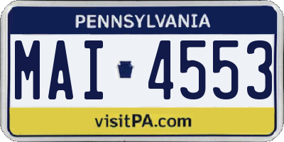 PA license plate MAI4553