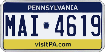 PA license plate MAI4619