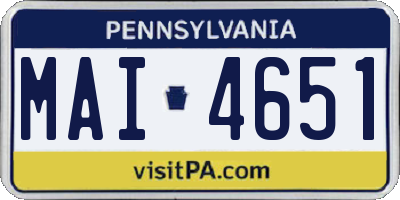 PA license plate MAI4651