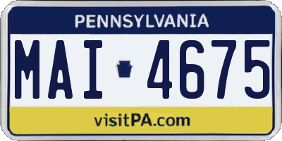 PA license plate MAI4675