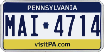 PA license plate MAI4714