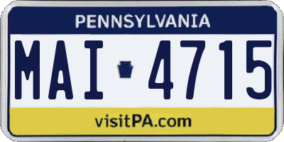 PA license plate MAI4715