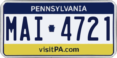 PA license plate MAI4721