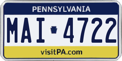PA license plate MAI4722