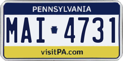 PA license plate MAI4731