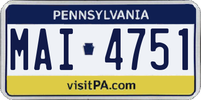 PA license plate MAI4751