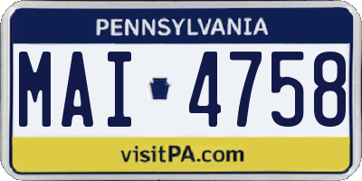 PA license plate MAI4758