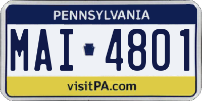 PA license plate MAI4801