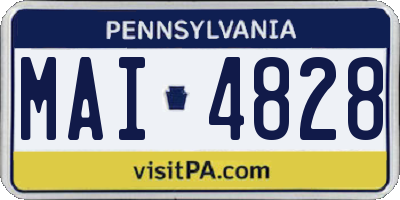 PA license plate MAI4828