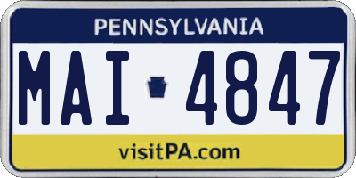 PA license plate MAI4847