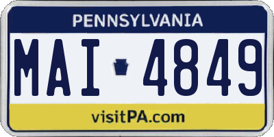 PA license plate MAI4849