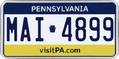 PA license plate MAI4899