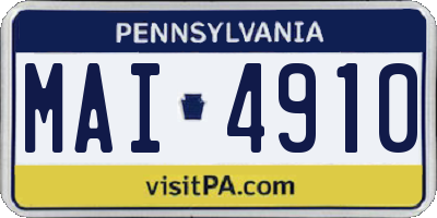 PA license plate MAI4910