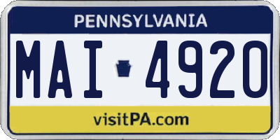 PA license plate MAI4920