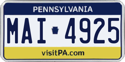 PA license plate MAI4925