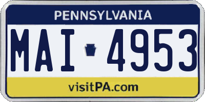 PA license plate MAI4953