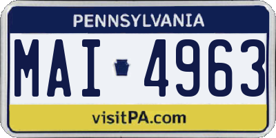 PA license plate MAI4963