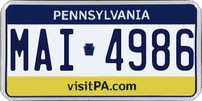 PA license plate MAI4986