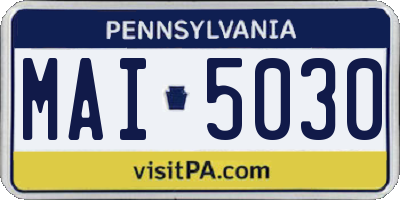 PA license plate MAI5030