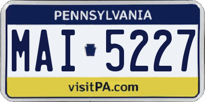 PA license plate MAI5227