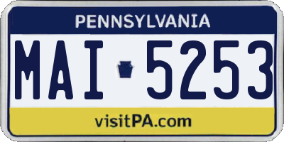 PA license plate MAI5253