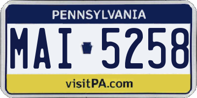 PA license plate MAI5258