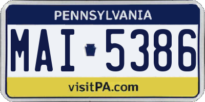 PA license plate MAI5386