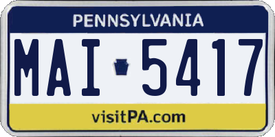 PA license plate MAI5417