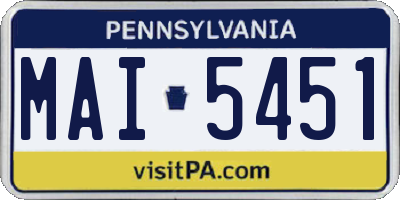 PA license plate MAI5451